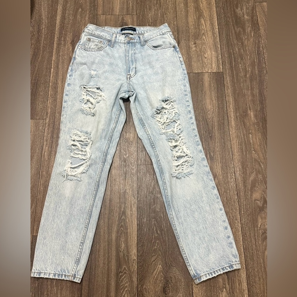 Aeropostale Light Blue Distressed Mom Jeans
